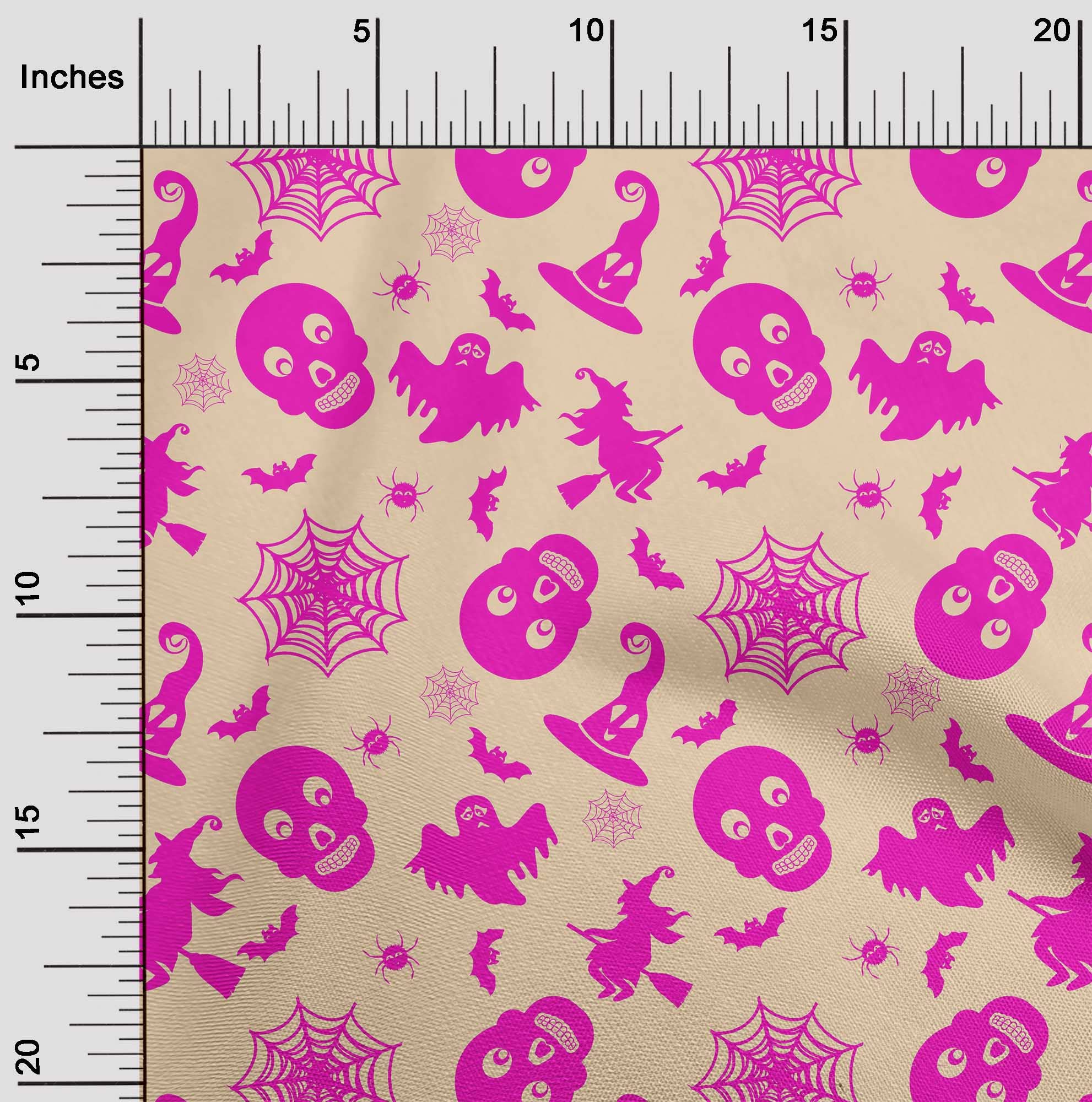 oneOone Velvet Beige Halloween Fabric by The Yard - 58 Inch Wide Printed Sewing Material for DIY Costumes, Dresses & Home Decor | Perfect for Halloween Outfits, Cosplay & Craft Projects