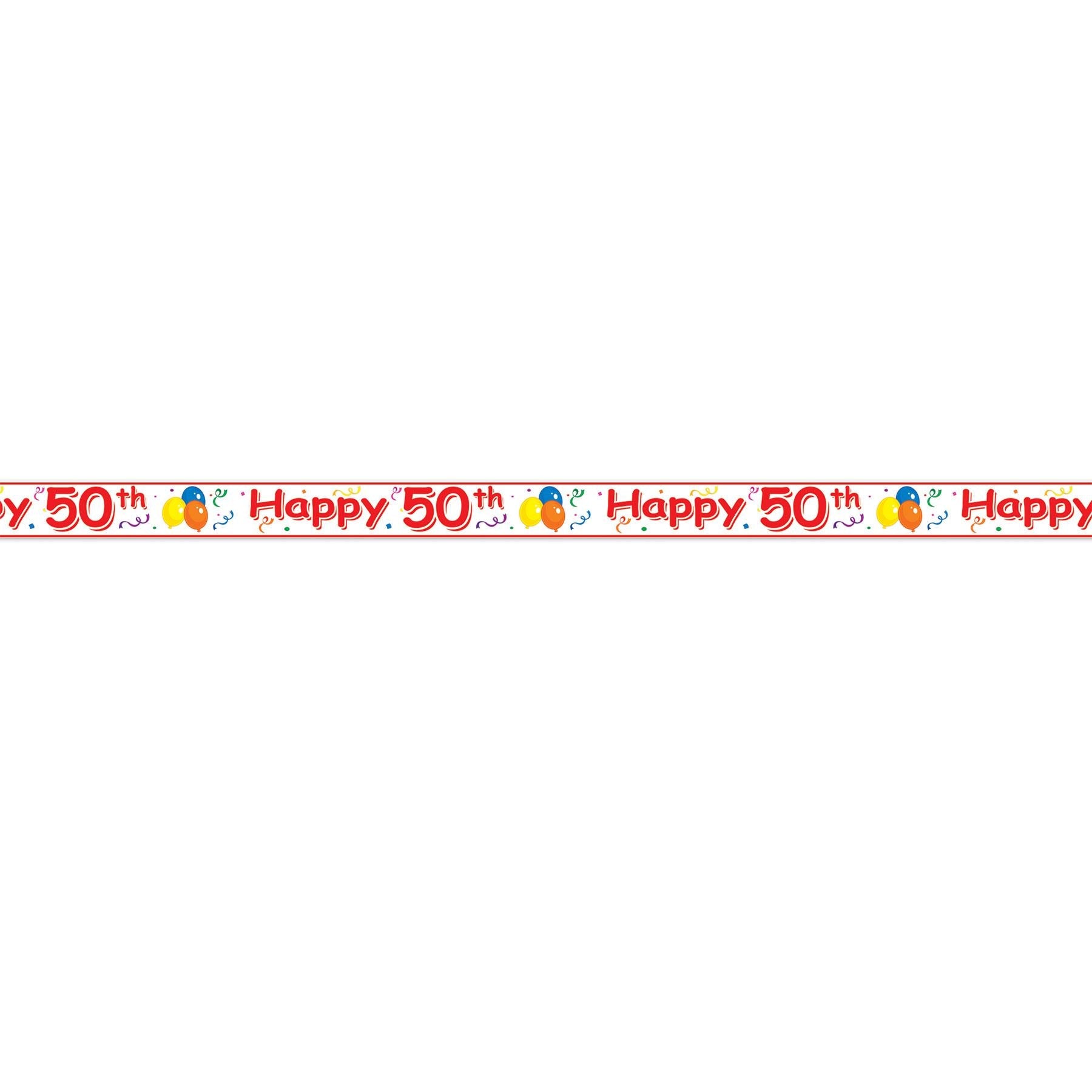12 Pack Beistle Happy 50th Birthday Party Tape - 20 ft Roll for Decorations, Balloons & Gift Wrapping | Perfect for Golden Anniversary Celebrations