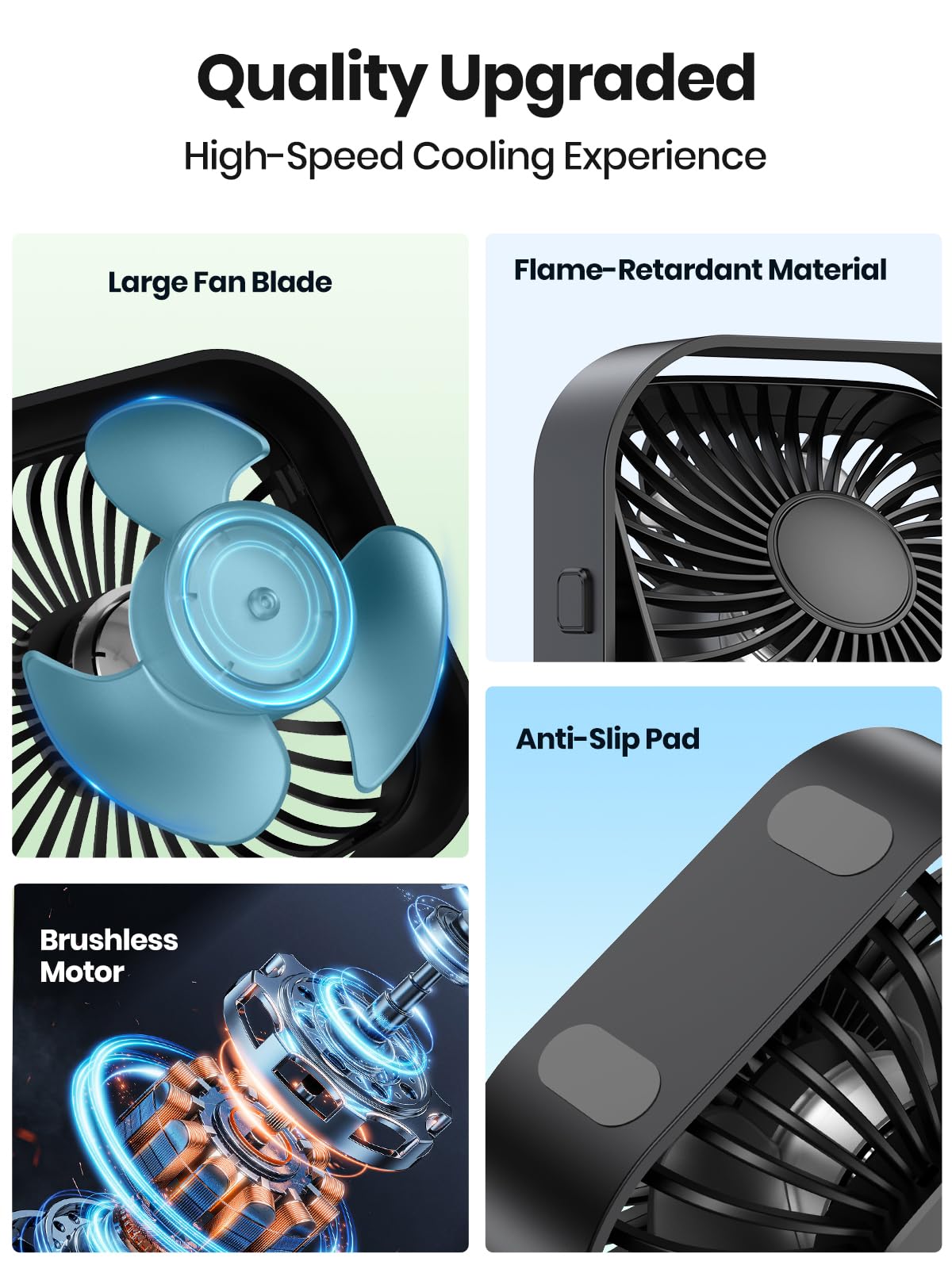 TOPK 2-Pack Mini USB Desk Fan - Portable Personal Fan with Strong Airflow & Quiet Operation, 3-Speed Adjustable, 360° Rotatable Head - USB Powered Small Fan for Home, Office, Desk, Table | Perfect for Workspaces, Dorm Rooms & Travel