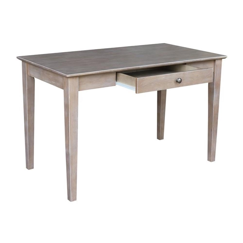 Pemberly Row Traditional Wood Writing Desk with Drawer - Unfinished Cream Finish - Home Office Furniture for Study, Work & Writing