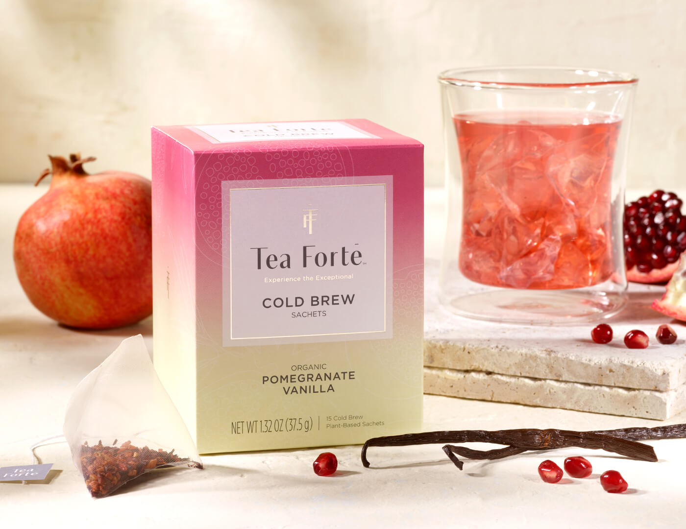 Organic Cold Brew Pomegranate Vanilla Tea Bags - Iced Herbal Tea for Relaxation & Energy - Perfect for Summer Drinks, Office Refreshment & Afternoon Pick-Me-Up