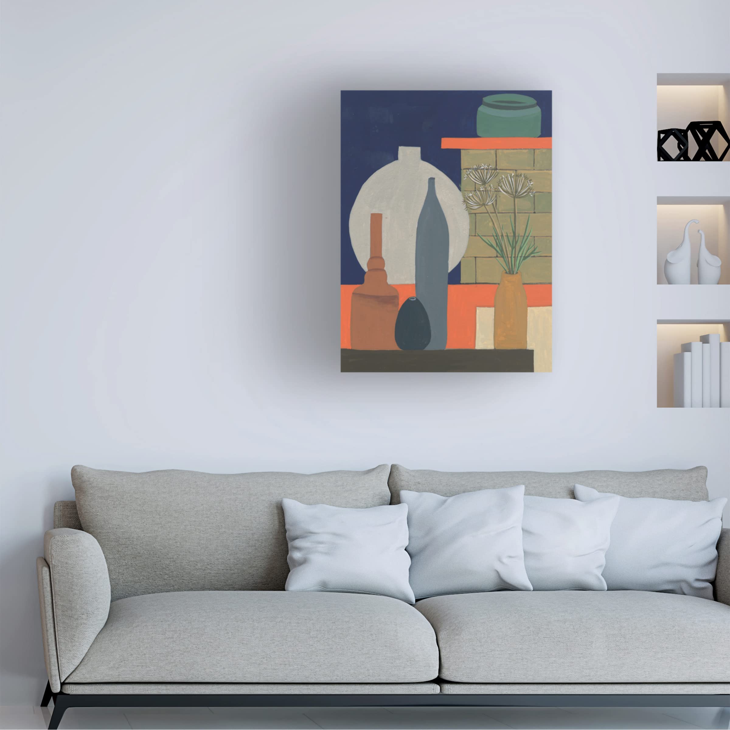 Trademark Fine Art 'Vases on a Shelf IV' Canvas Wall Art Print by Melissa Wang - Perfect for Living Room, Bedroom & Office Decor