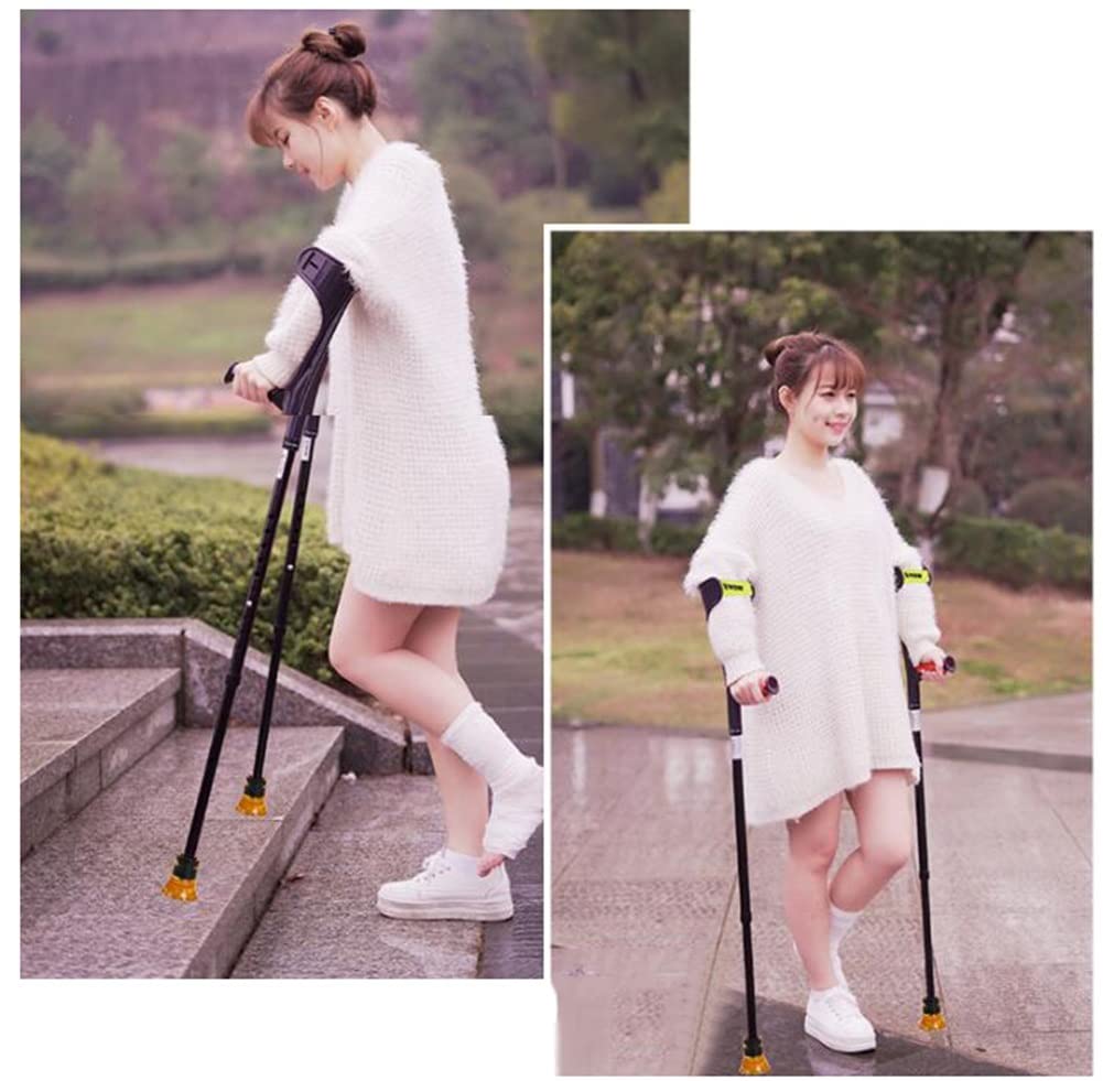Foldable Forearm Crutches for Adults - Adjustable Aluminum Crutches (150-196cm Height Range) - Black - Ideal for Injury Recovery, Mobility Assistance & Daily Use