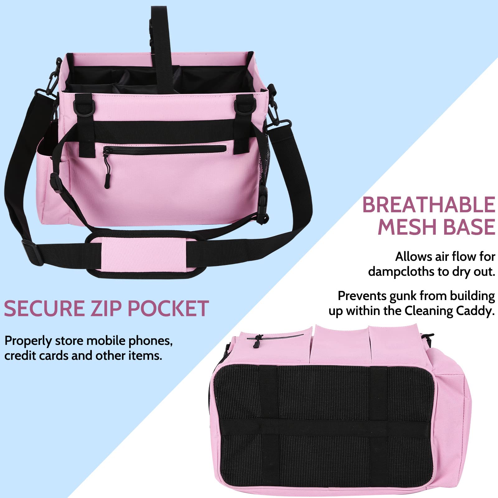 Large Wearable Cleaning Caddy Bag with Handle, Adjustable Shoulder & Waist Straps - Organize Cleaning Supplies, Furniture Storage & Car Accessories | Perfect for Home Cleaning, Car Detailing & Office Organization