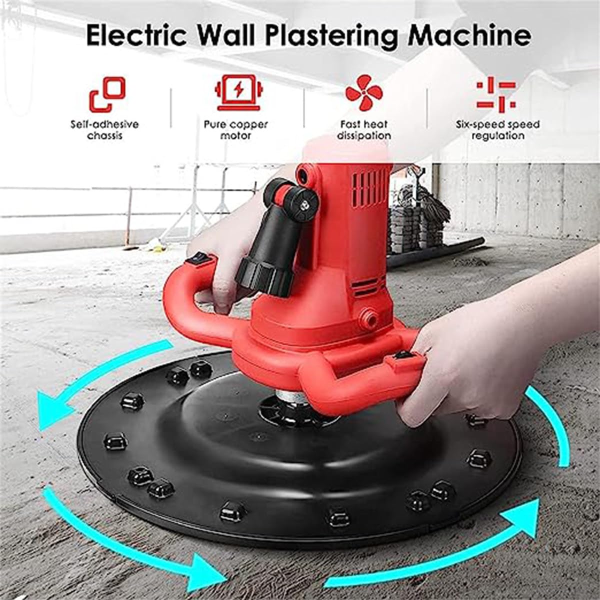 1680W Brushless Lithium Battery Concrete Cement Mortar Wall Polisher - 10 Batteries & 2 Chargers Included - Perfect for Construction, Renovation, and DIY Home Improvement Projects