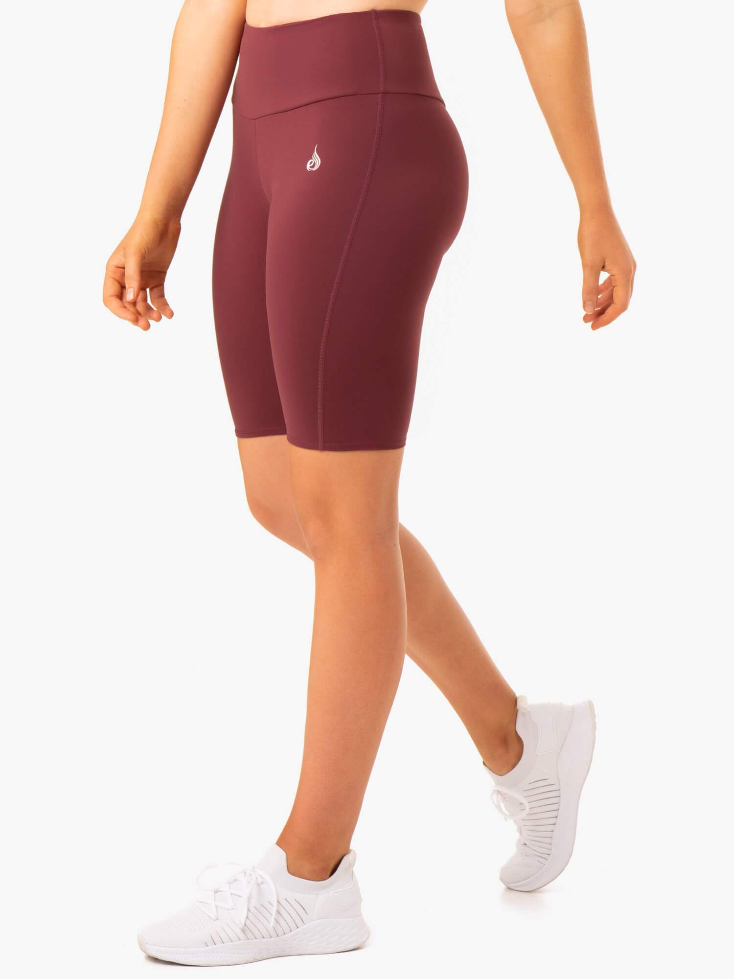 Staples Scrunch Bum Bike Shorts for Women - High Waisted Tummy Control Workout Shorts - Burgundy - Perfect for Cycling, Yoga & Gym