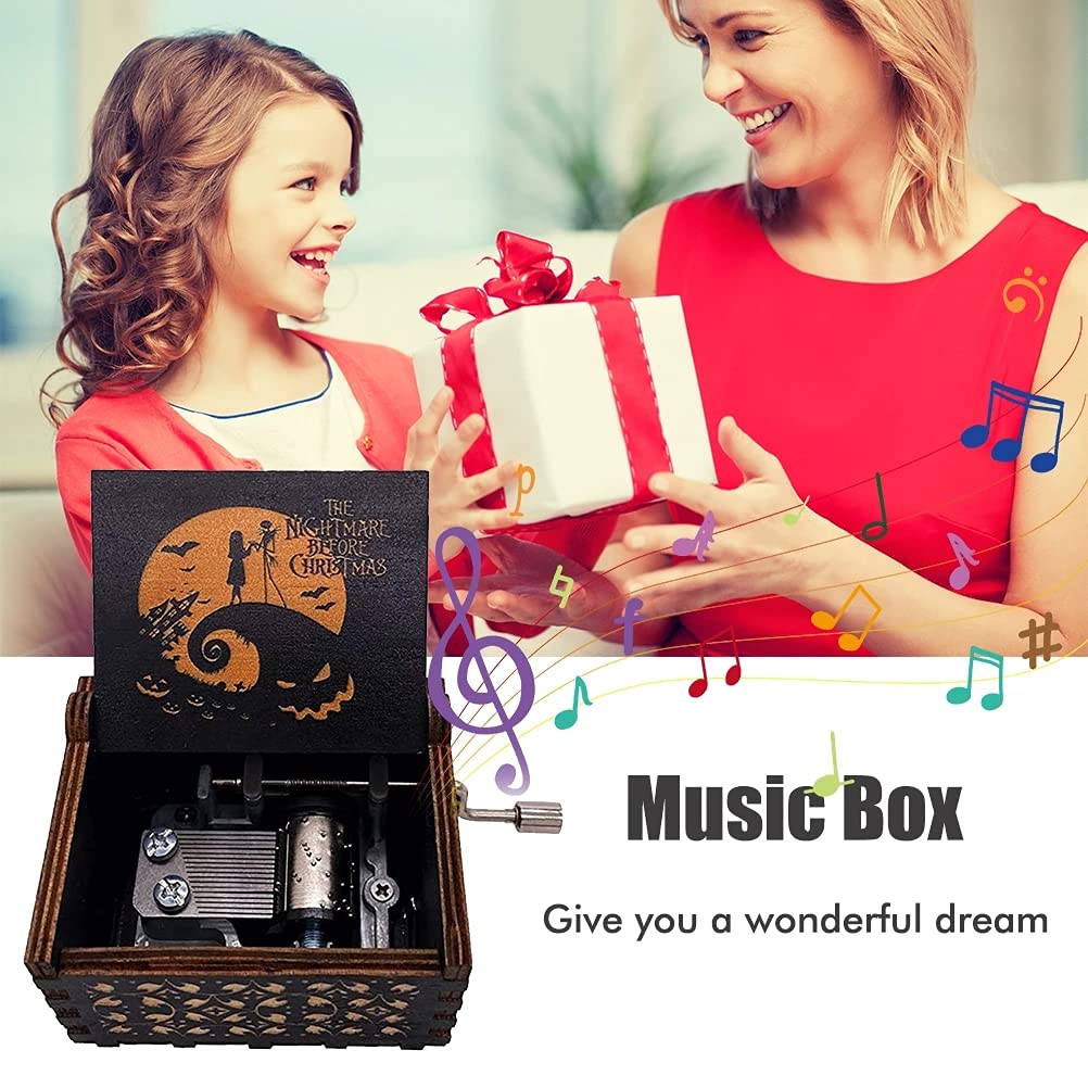 Tvoip Halloween Wooden Hand Crank Musical Box - 'You Are My Sunshine' Music Box for Birthday, Christmas & Anniversary Gifts - Perfect Present for Dad, Mom, Son & Daughter - Charming Home Decor (Evil Witch Design) - Great for Halloween Parties, Nursery Room Decor & Romantic Surprises