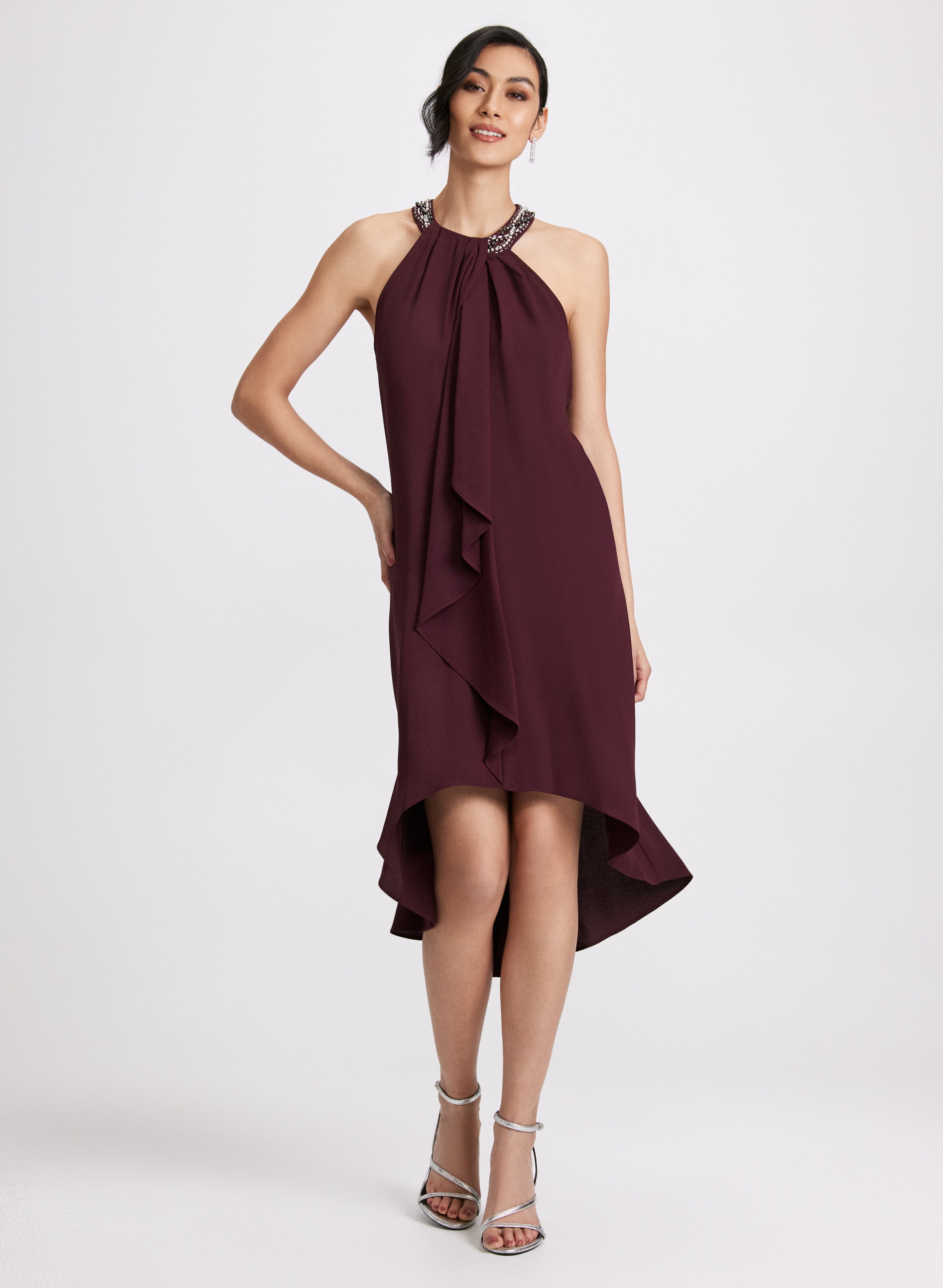Elegant Beaded Halter Neck Dress for Women - Summer Party, Wedding Guest, Cocktail Evening Gown - Perfect for Beach Vacations & Date Nights