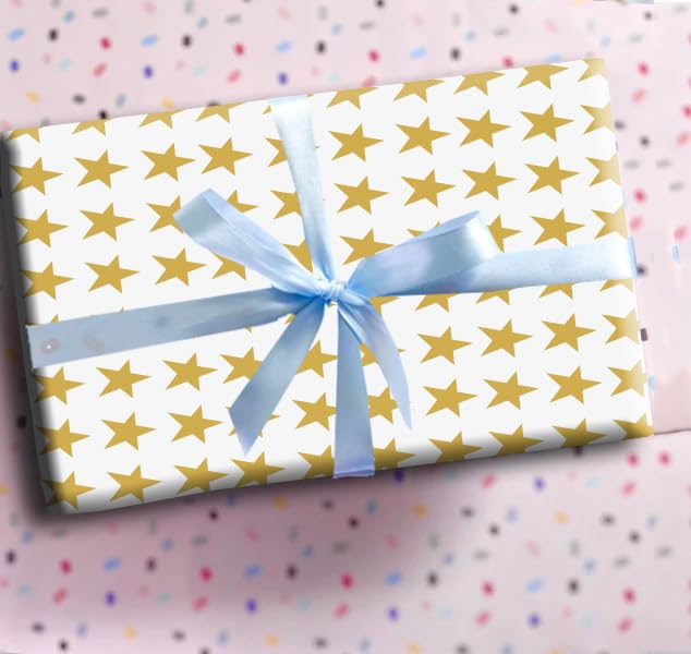AccuPrints 6-Pack Premium Gift Wrapping Paper Rolls - Gold Theme Design for Birthday, Christmas & Holiday Presents - High-Quality Gift Wrap Sheets for Party, Wedding & Special Occasion Packaging