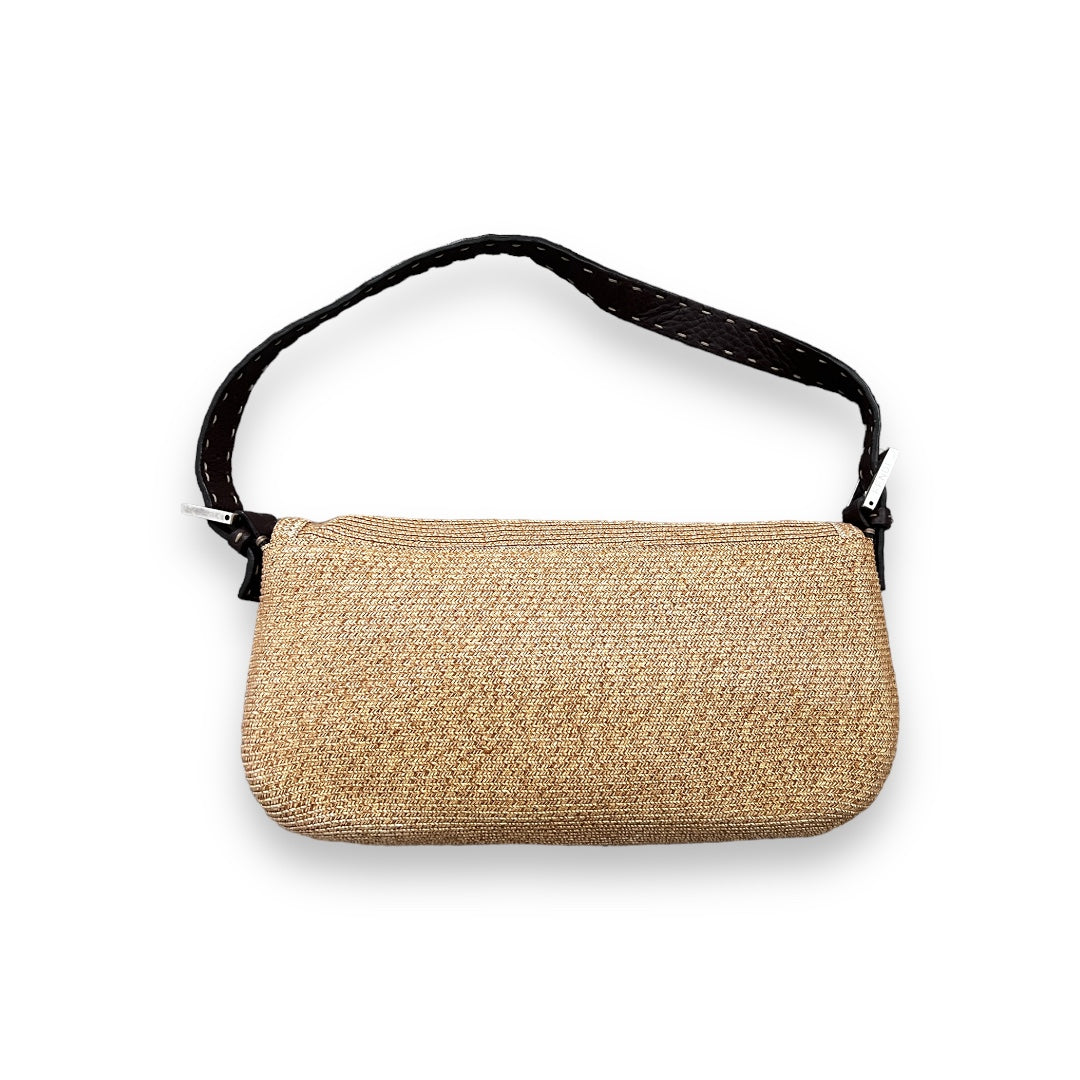 Vintage Raffia Leather Trimmed Selleria Baguette Handbag - Stylish Crossbody Purse for Women, Perfect for Casual Outings, Beach Trips & Summer Fashion