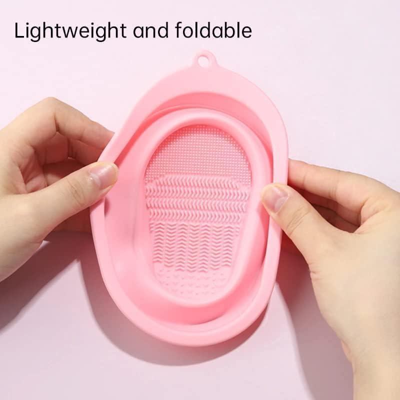Dherik Tradworld Makeup Brush Cleaning Mat - Soft & Durable Silicone Cosmetic Cleaner Pad, Foldable Brush Cleaning Bowl with 4 Textures - Portable Washing Tool for Professional & Home Makeup Brushes - Perfect for Travel, Salon, and DIY Beauty Care