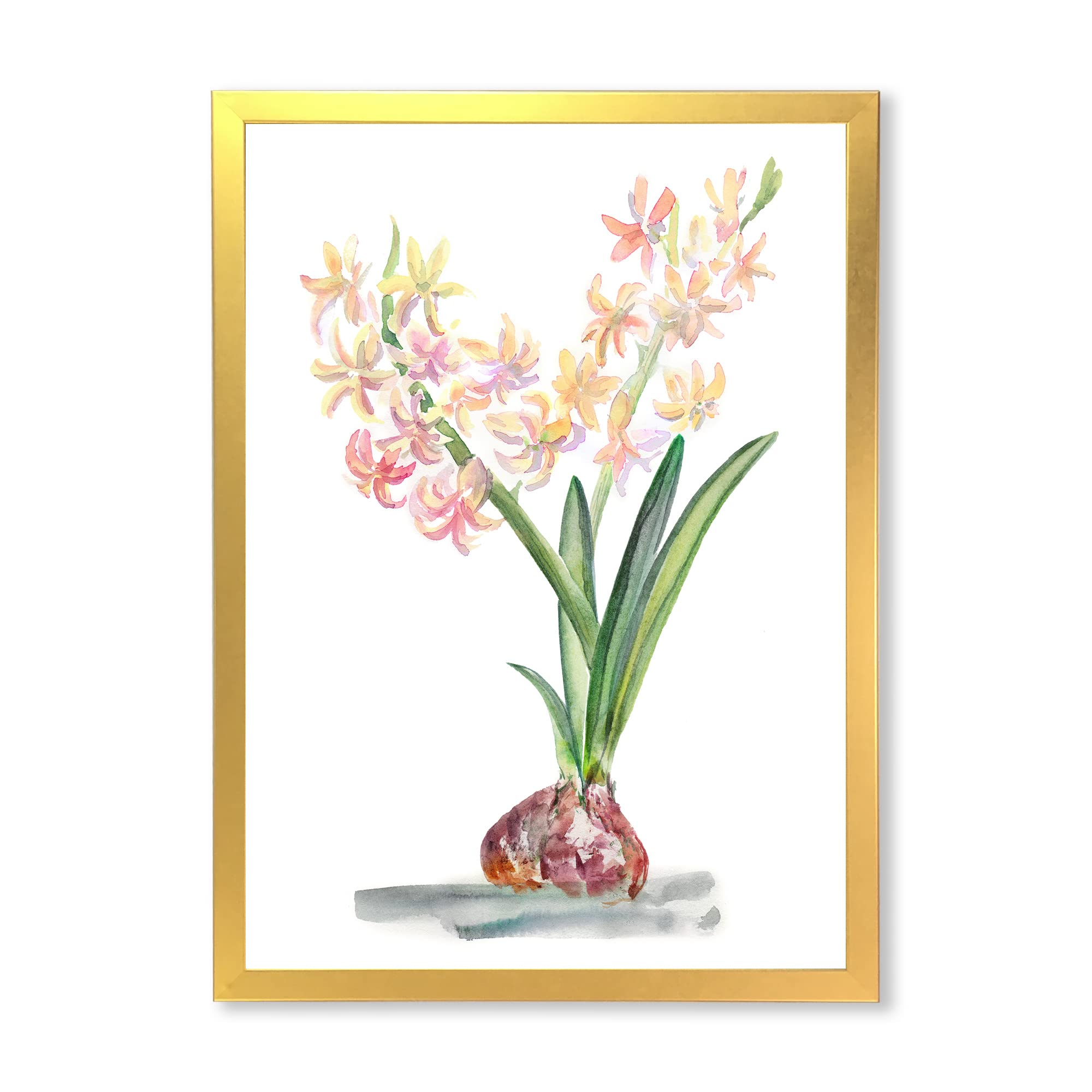 DesignQ Blossoming Hyacinth in Spring Traditional Framed Wall Art - Floral Home Decor for Living Room, Bedroom & Office - Perfect Gift for Housewarming & Spring Decorations