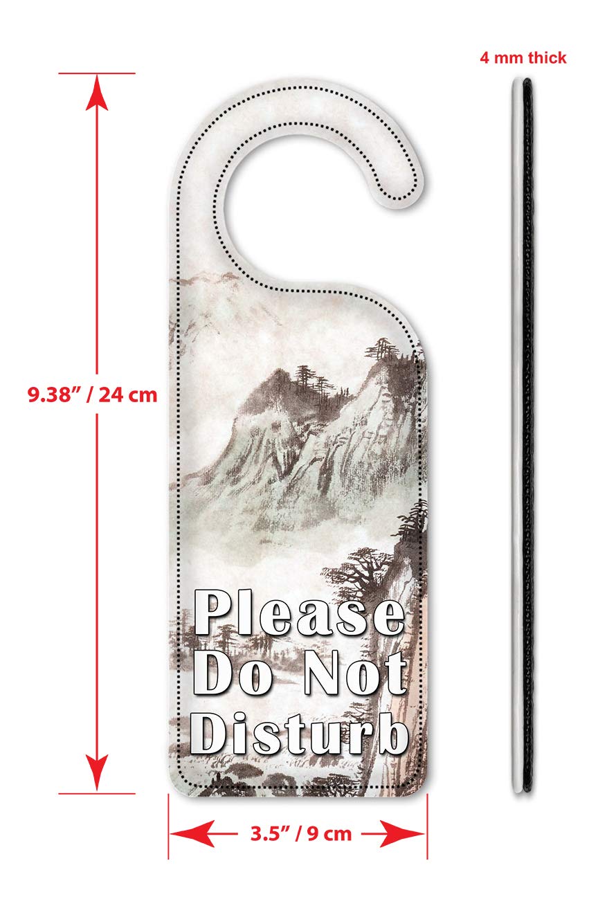 Artistic Do Not Disturb Door Hanger Sign - Black & White Mountain Painting Wall Decor for Bedroom, Hotel & Office Privacy