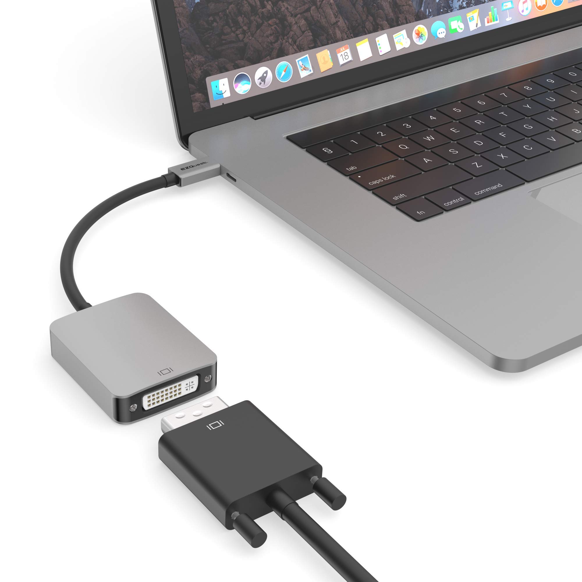EZQuest USB-C to DVI Adapter | Thunderbolt 3 Compatible | for MacBook Pro/Air, Dell XPS, HP Spectre | Connect Monitor to Laptop for Work & Gaming