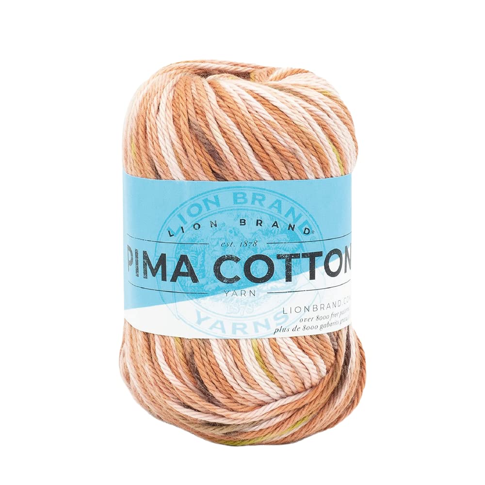 Lion Brand Yarn Pima Cotton Yarn - Soft Premium Knitting Yarn, Auburn (1 Skein) for Crochet, Baby Blankets & DIY Crafts
