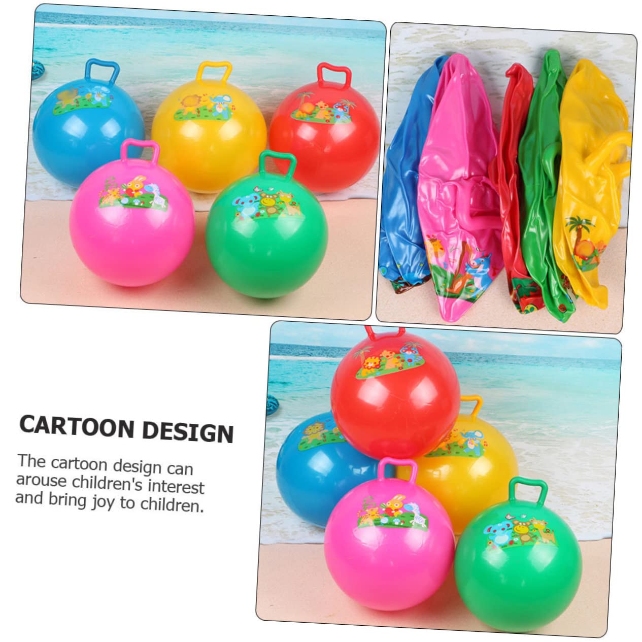 KOMBIUDA 4Pcs Kids Jumping Balls - Bouncy PVC Fitness Balls for Children, Fun Outdoor & Indoor Play, Exercise & Active Games - Perfect for Backyard, Playroom, School PE Class and Birthday Party Gifts