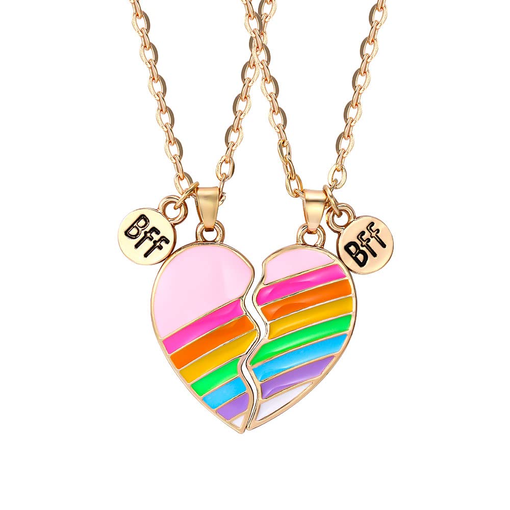 Best Friend Necklaces for 2 - Matching Half Heart BFF Necklace Set for Women, Friendship Jewelry Gift for Bestie, Christmas Birthday Present - Perfect for Anniversaries, Valentine's Day & Special Occasions