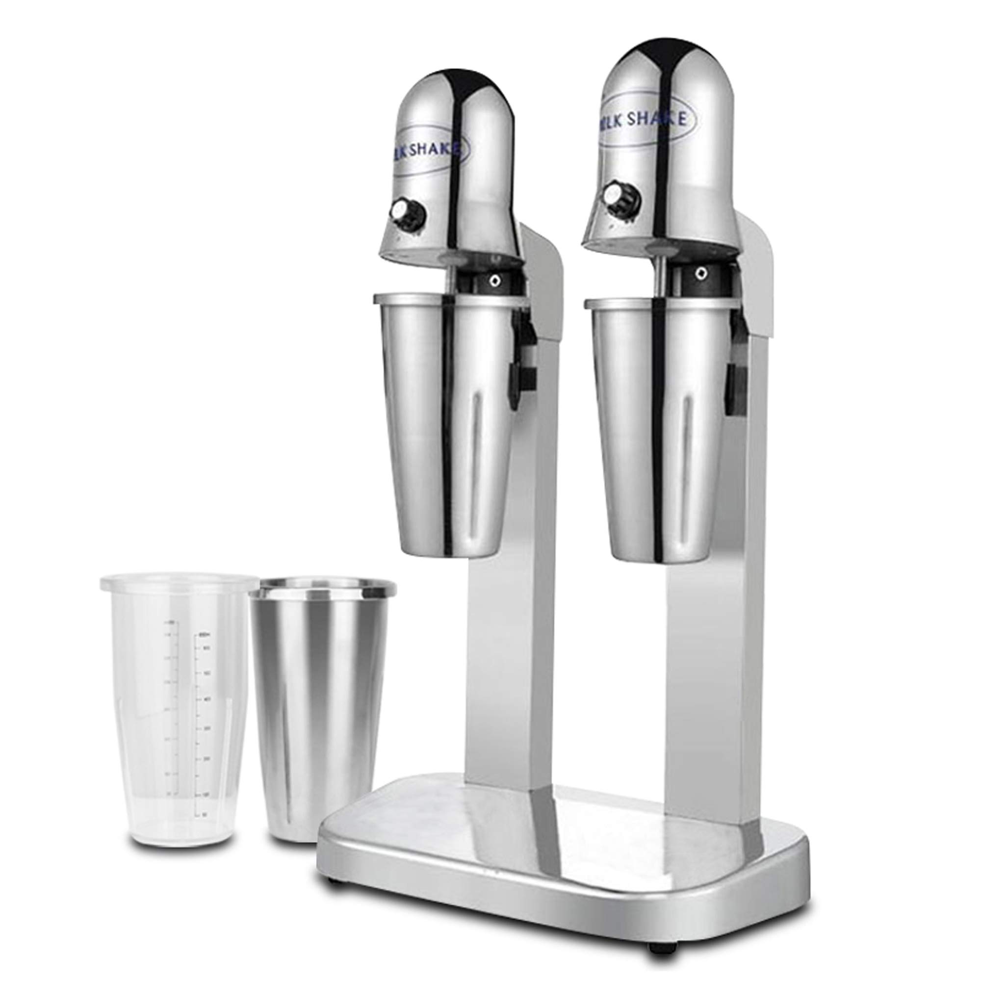 TECHTONGDA Commercial & Home Electric Milkshake Maker - 110V Double Head Drink Mixer, Ice Cream Blender with 2 Speed Settings & 4 Cups - Perfect for Smoothies, Shakes, Frozen Desserts in Restaurants, Cafes & Home Kitchens