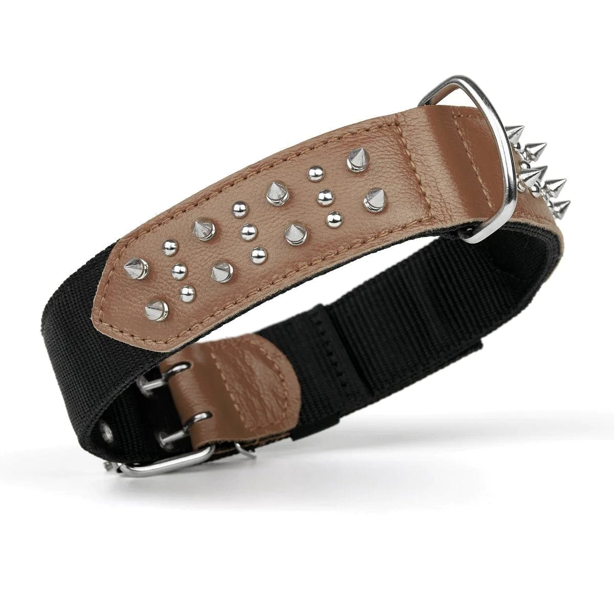 Spiked Leather Dog Collar for Large Dogs - Heavy Duty Studded Pet Collar for Training & Walking - Stylish & Durable for Pitbulls, German Shepherds (Black, Medium) - Perfect for Outdoor Adventures & Daily Walks