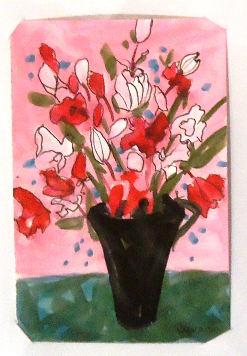 Ruth Formica Floral Still Life Painting Notecard - Elegant Botanical Art for Greeting Cards, Stationery & Home Decor