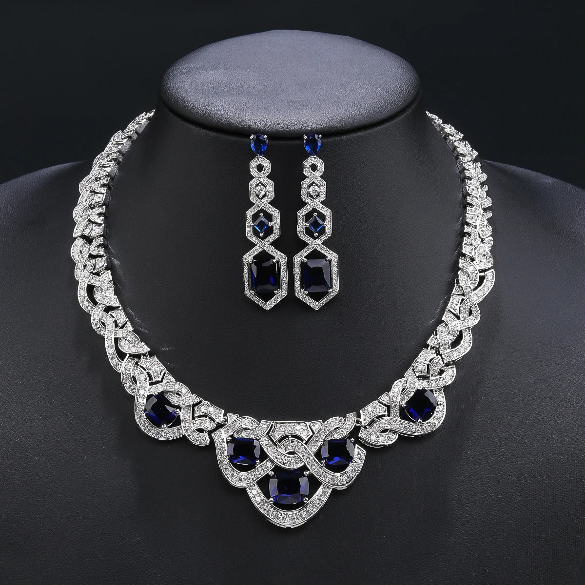 Luxury Cubic Zirconia Bridal Wedding Jewelry Set - Elegant Necklace & Earrings for Women - Perfect for Weddings, Parties & Special Occasions - CN11306