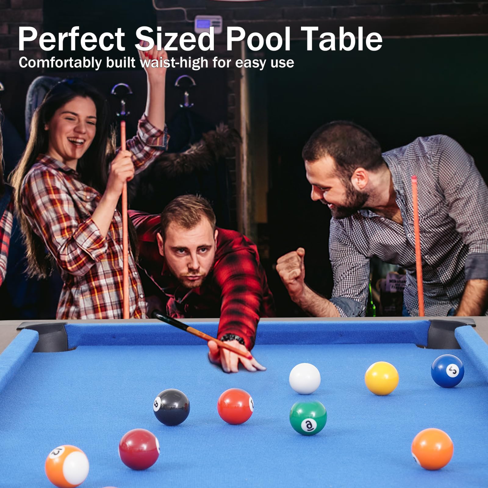 Mini Pool Table with Balls, Cues, Chalk, Brush & Triangle - Compact Indoor Billiard Game Set for Living Room, Game Room & Man Cave - Perfect for Family Entertainment & Home Arcade Fun