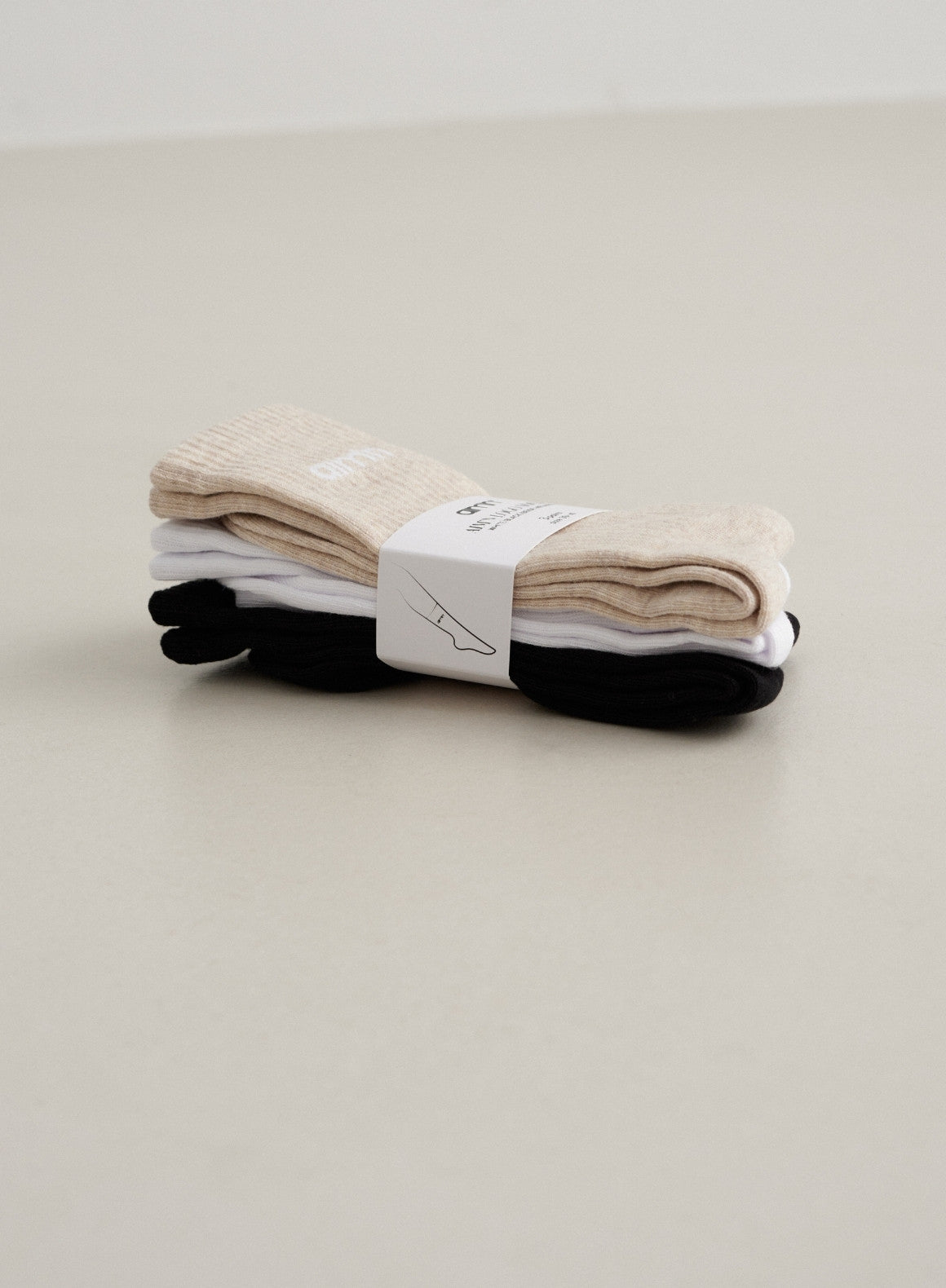 Aim'n Logo Socks 3-Pack - Beige Melange Athletic Crew Socks for Women | Gym, Running & Casual Wear