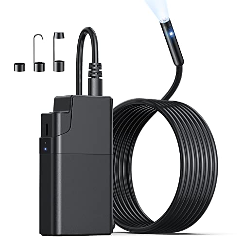 2560P HD WiFi Wireless Endoscope with Dual Lens - IP67 Waterproof Borescope Camera with 9 LED Lights, 16.4FT Inspection Snake Camera for Android & iOS Smartphones - Perfect for Plumbing, HVAC, Automotive & Home Inspection