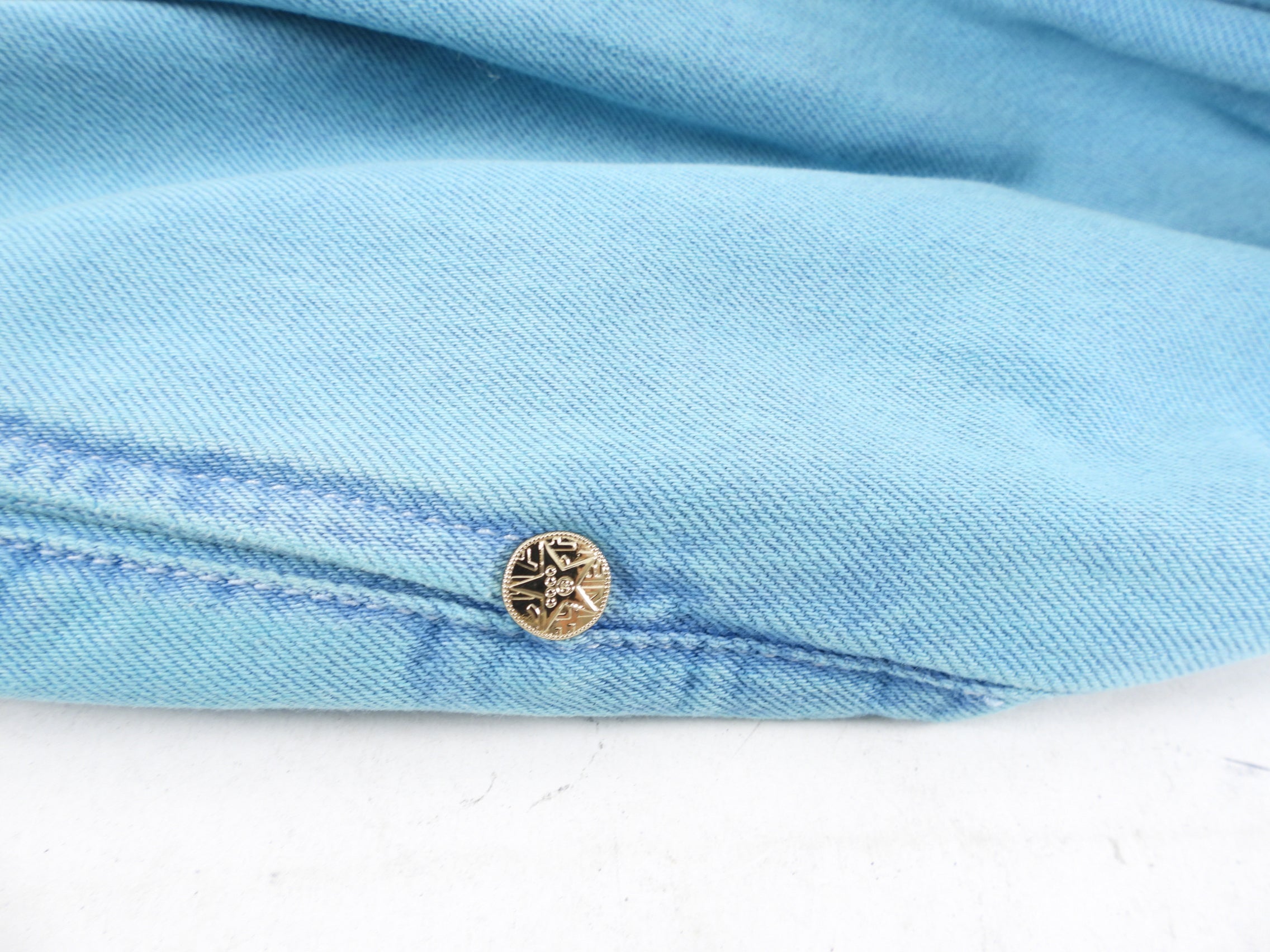 Chanel 21S Turquoise Blue Denim Wide Leg Jeans Size 36 | High Waist Distressed Denim Pants | Casual Chic Outfit for Women | Perfect for Streetwear, Date Night & Fashion Events
