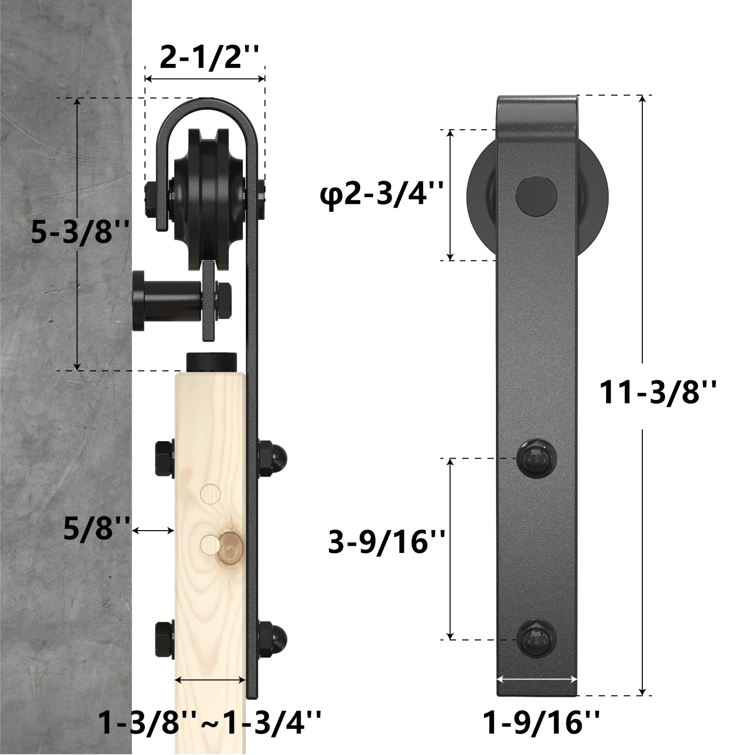 WINSOON 8FT Antique Black Double Sliding Barn Door Hardware Kit with Roller Track - Adjustable 4-18FT for Bedroom, Closet, or Farmhouse Style Interior Design