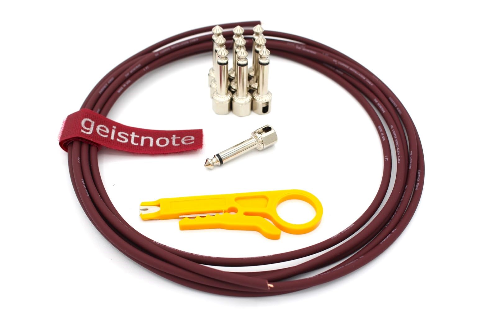 Geistnote Evidence Audio The Monorail Guitar Cable - 10ft Burgundy SIS Solderless Pedalboard Kit with 10 Plugs | Premium Instrument Cable for Guitarists & Musicians | Perfect for Live Performances, Studio Recording & Pedalboard Setup
