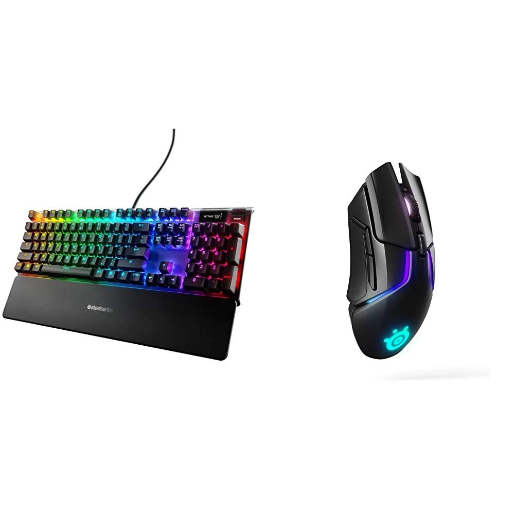 SteelSeries Apex 7 Mechanical Gaming Keyboard & Rival 650 Wireless Gaming Mouse Bundle - Fast Charging, 12,000 CPI Truemove3+ Sensor, 0.5mm Lift-Off - Perfect for PC Gaming, Esports & Streaming Setup
