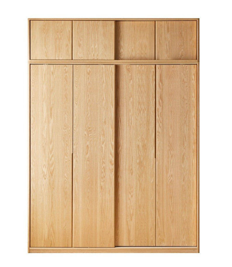 Solid Oak Wood Sliding Door Wardrobe - Durable & Stylish Closet Storage for Bedroom, Living Room, and Office Organization