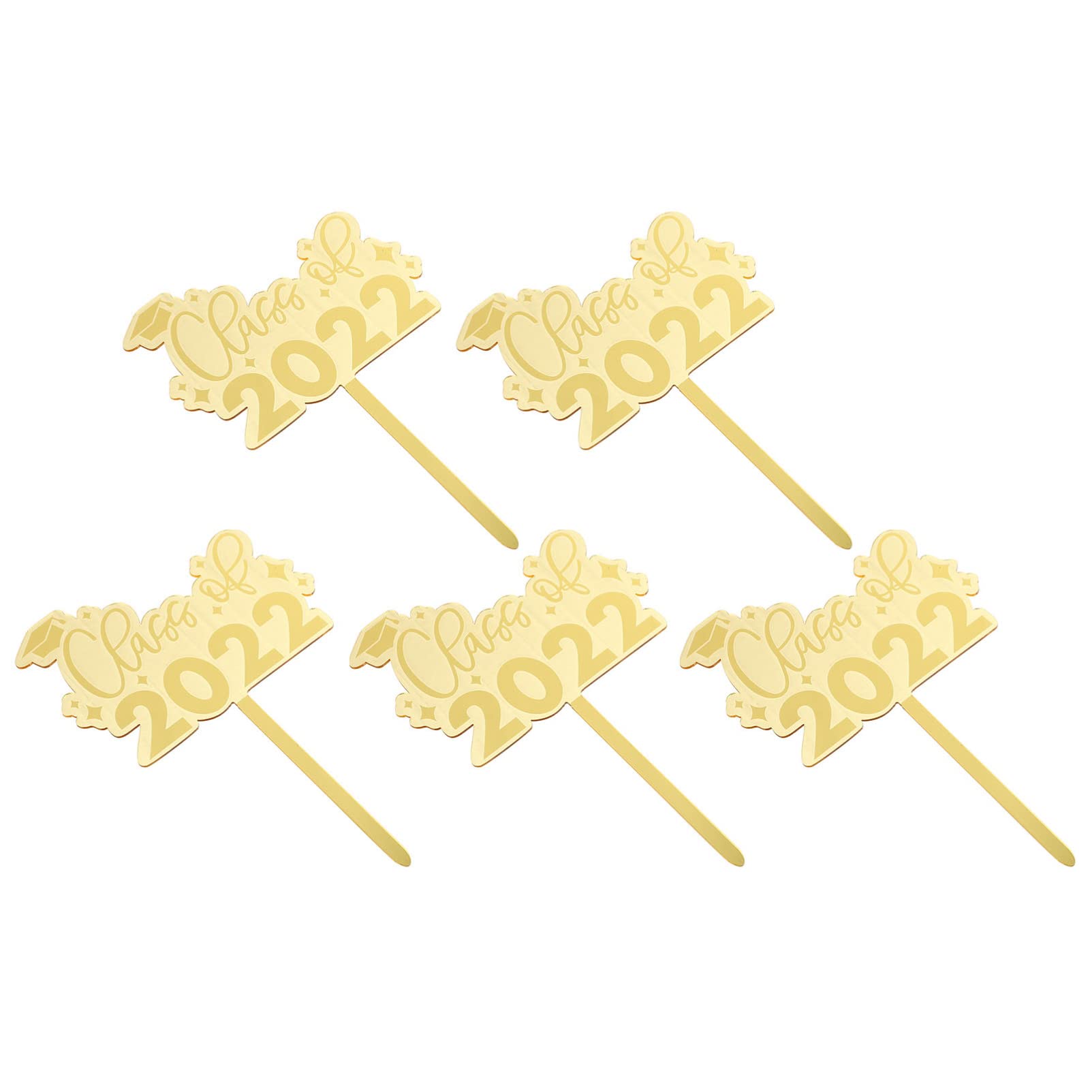 VALICLUD 5PCS 2023 Graduation Cake Toppers Set - Gold & Black Graduation Party Decorations for Cakes, Cupcakes - Perfect for High School, College Graduation Ceremonies & Celebration Parties