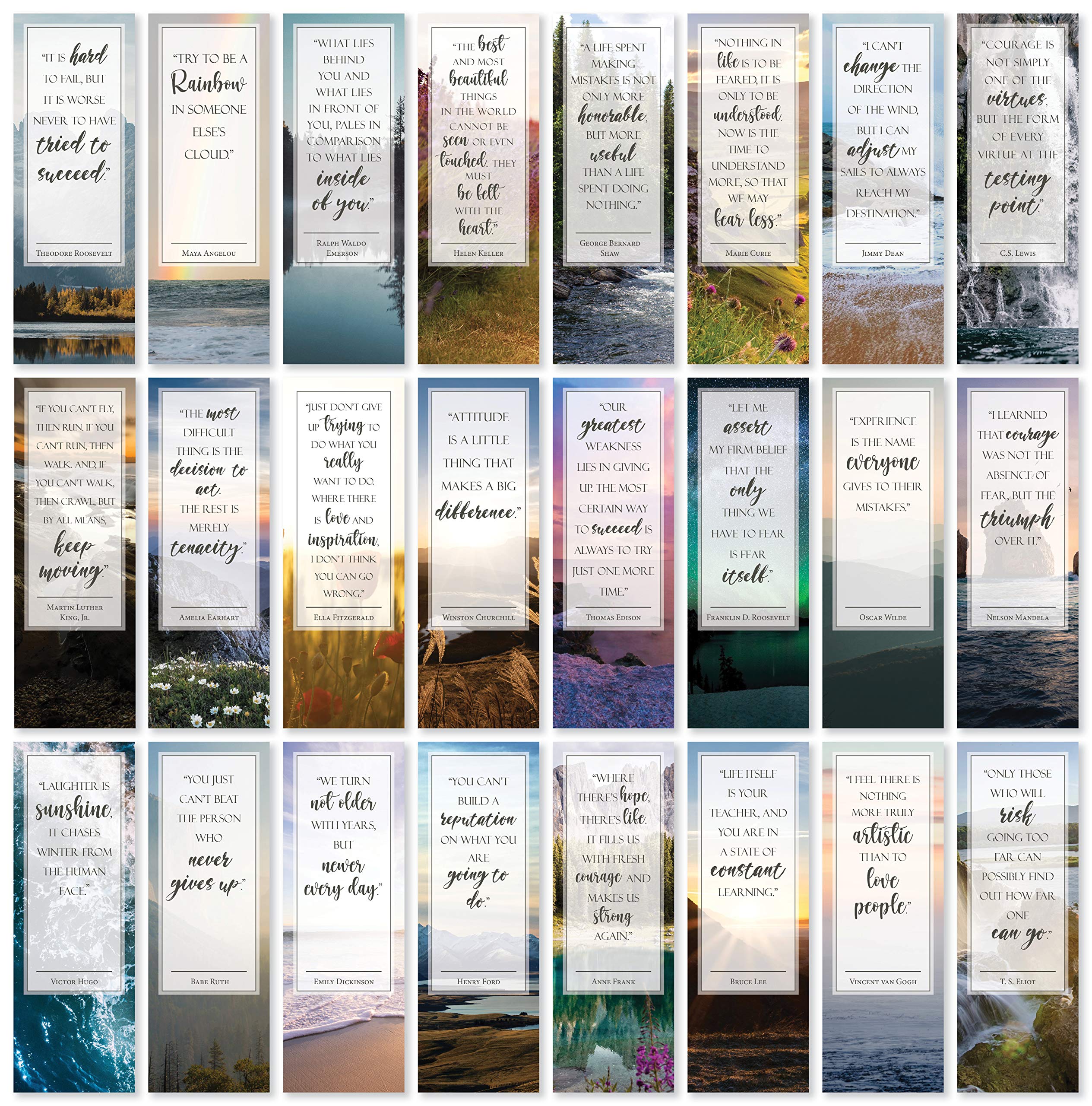 48 Pack Inspirational Nature Bookmarks with Motivational Quotes - Perfect for Book Lovers, Students & Teachers - Ideal for Reading, Gifts & Classroom Rewards