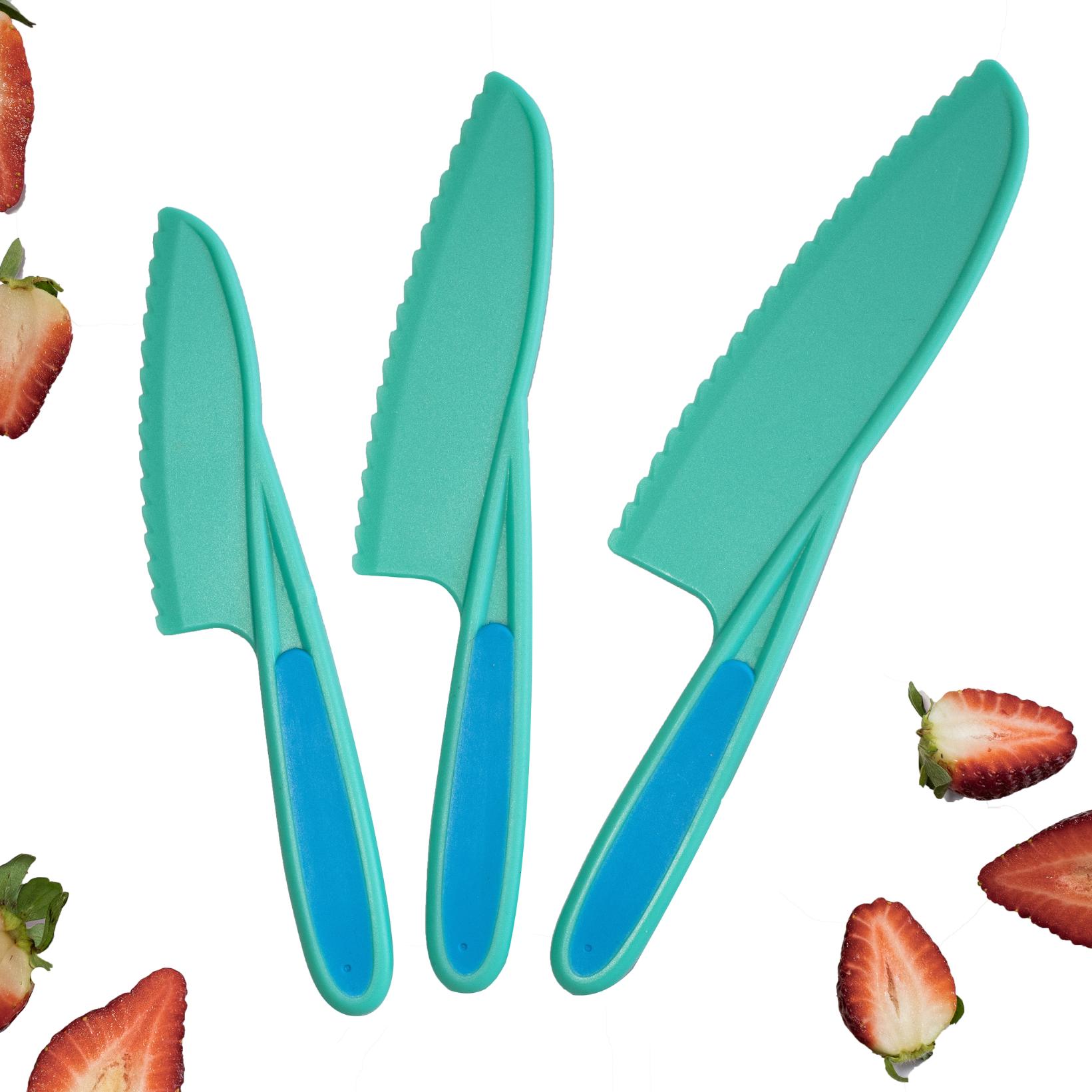 Kid-Safe Kitchen Knife Set - 3-Piece Non-Sharp Cooking Utensils for Children | Perfect for Learning Cooking Skills & Safe Food Prep