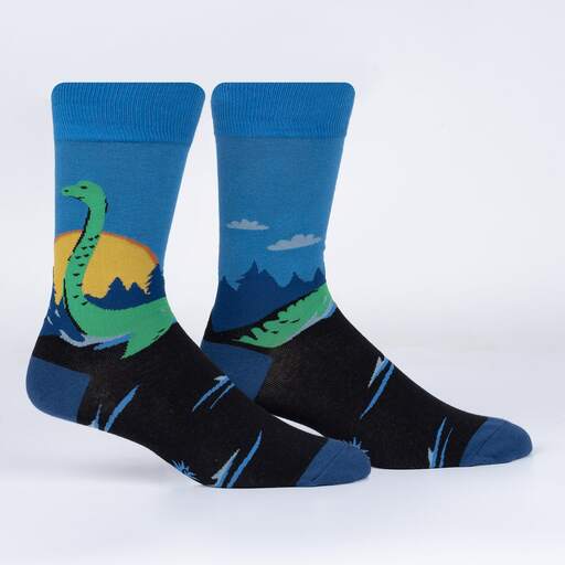 Loch Ness Monster Novelty Socks for Men - Fun Crew Socks with Unique Design - Perfect for Gifts, Costumes & Everyday Wear