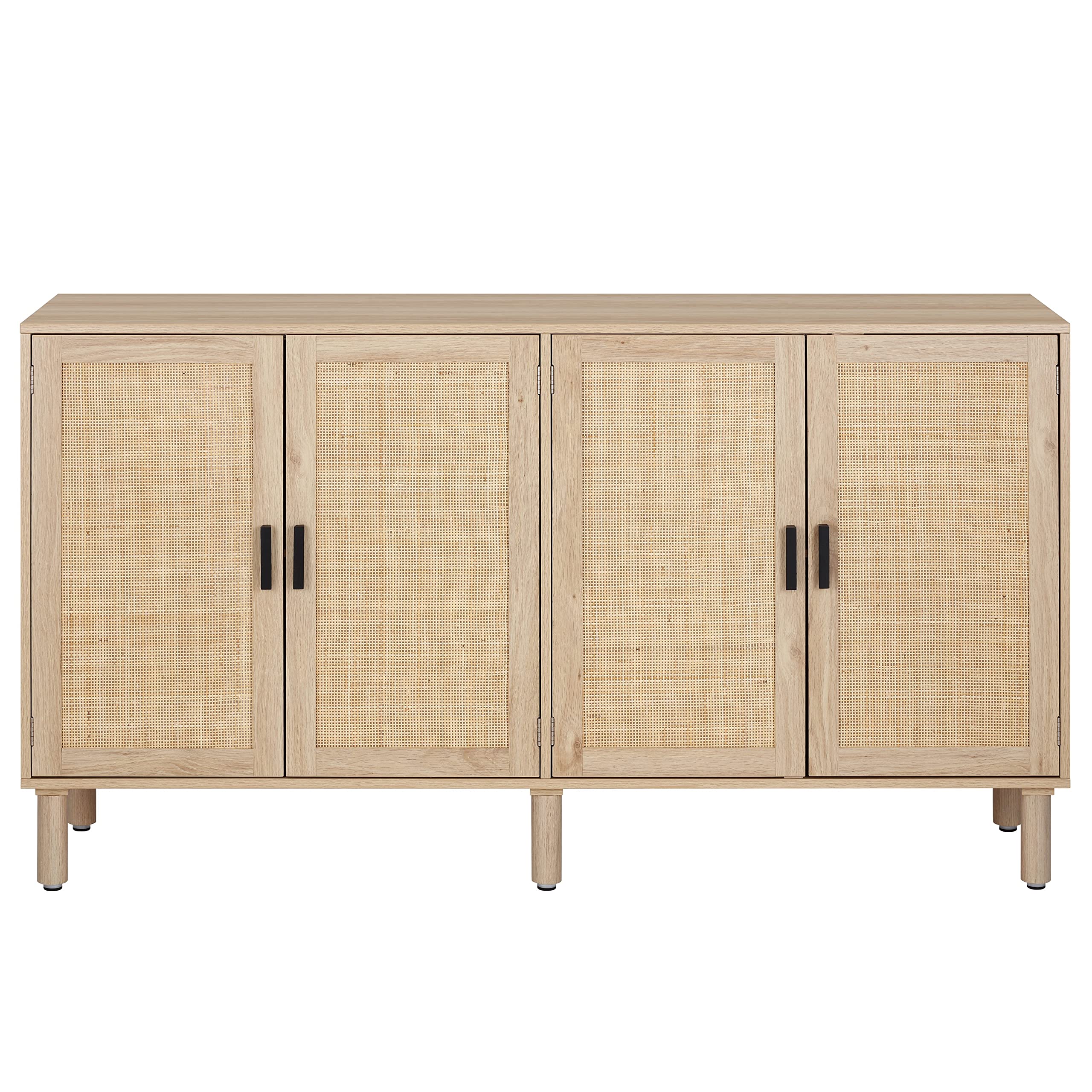 Finnhomy 4-Door Sideboard Buffet Cabinet with Rattan Doors - 62.3