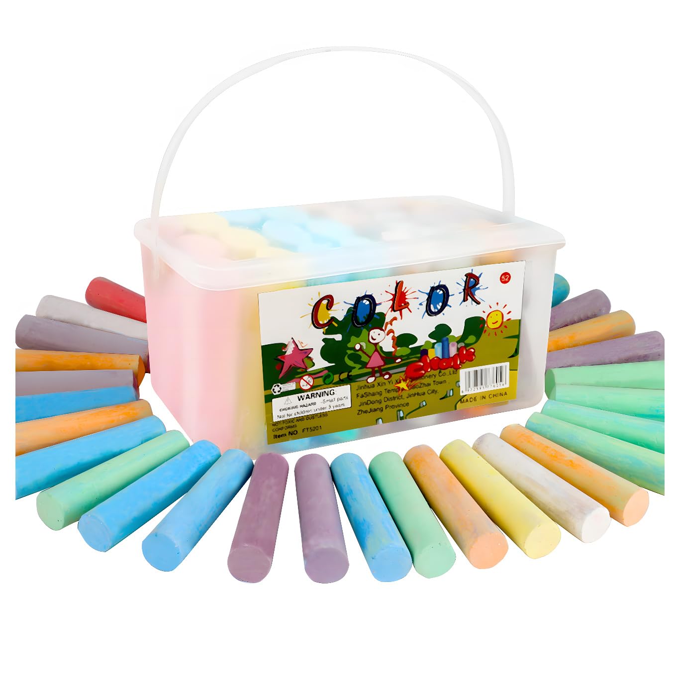Washable Sidewalk Chalk Set - 52 Pieces Jumbo Non-Toxic Chalk in 7 Vibrant Colors for Kids & Adults | Perfect for Classroom Chalkboards, Outdoor Playgrounds, Driveway Art & Birthday Party Gifts | Great for Creative Play, Educational Activities & Summer Outdoor Fun