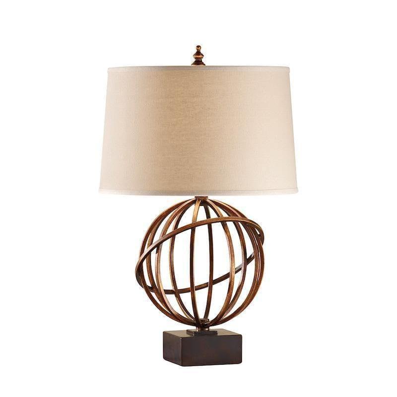 Feiss Spencer Gold and Dark Walnut Base Table Lamp with Shade - Elegant Lighting for Living Room, Bedroom, or Office Decor