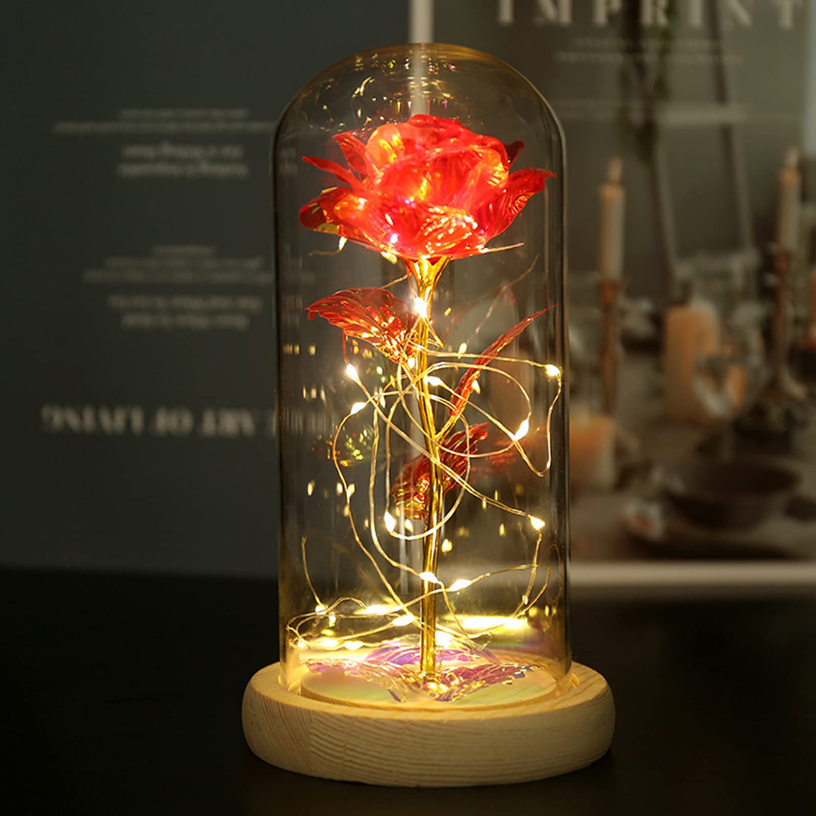 Enchanted Sunflower LED Lamp in Glass Dome - Romantic Home Decor Gift for Women, Valentine's Day, Mother's Day, Birthday, Anniversary & Christmas | Perfect for Bedroom, Living Room & Wedding Decor