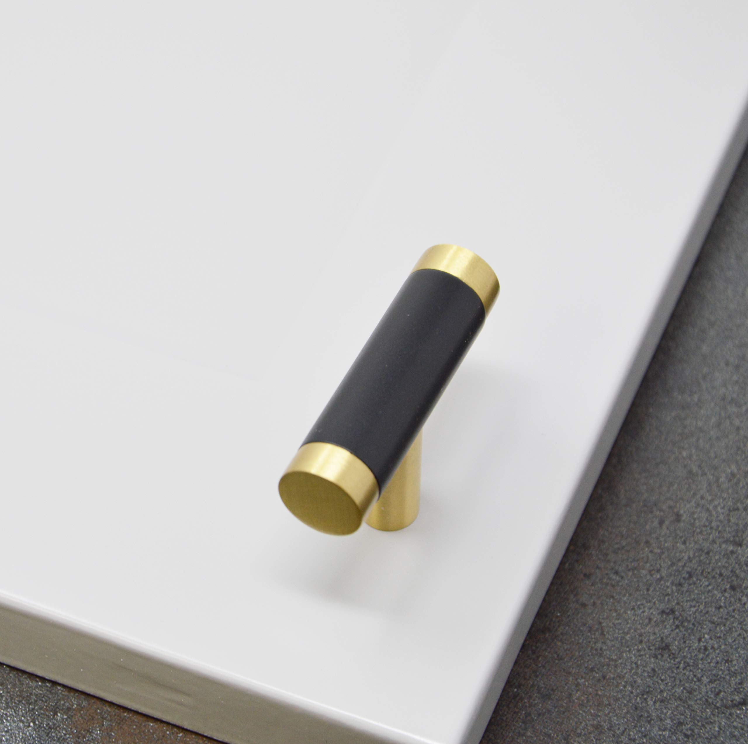 Gold Cabinet Handles & Black Drawer Pulls - 5 Pack Kitchen Cabinet Hardware for Dresser, Bedroom & Bathroom - Elegant Gold & Black Knobs for Home Decor & DIY Projects