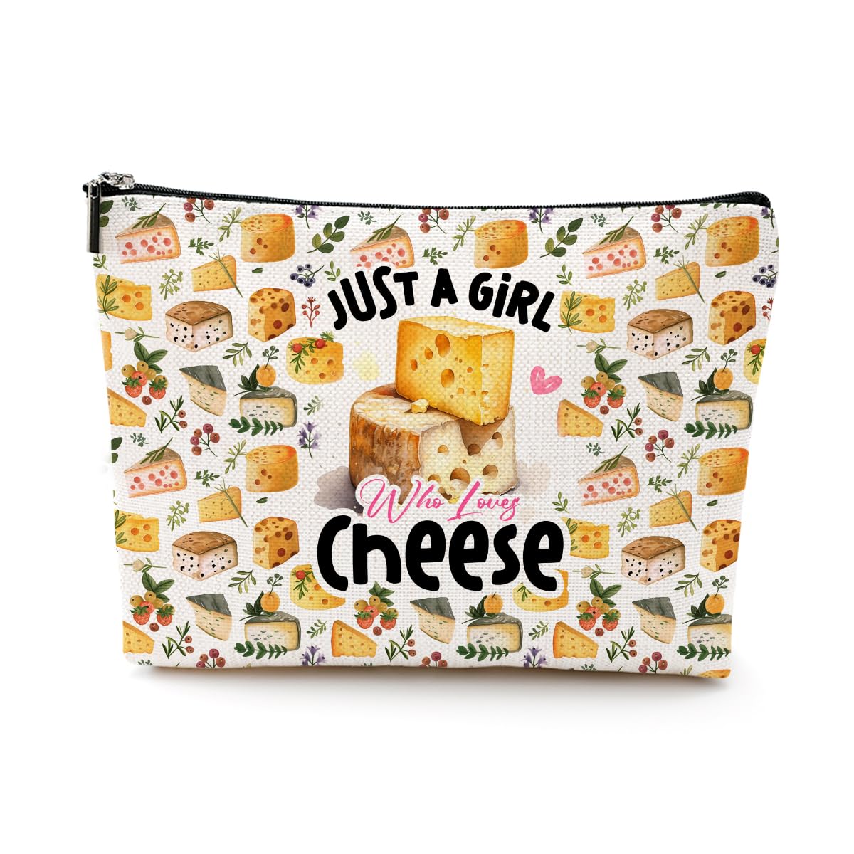 Funny Cheese Cosmetic Bag - Cute Cheese Lover Makeup Pouch for Women | Perfect Gift for Mom, Friends, Teens (Birthday, Christmas, Graduation) | Great for Travel, School & Daily Makeup Storage