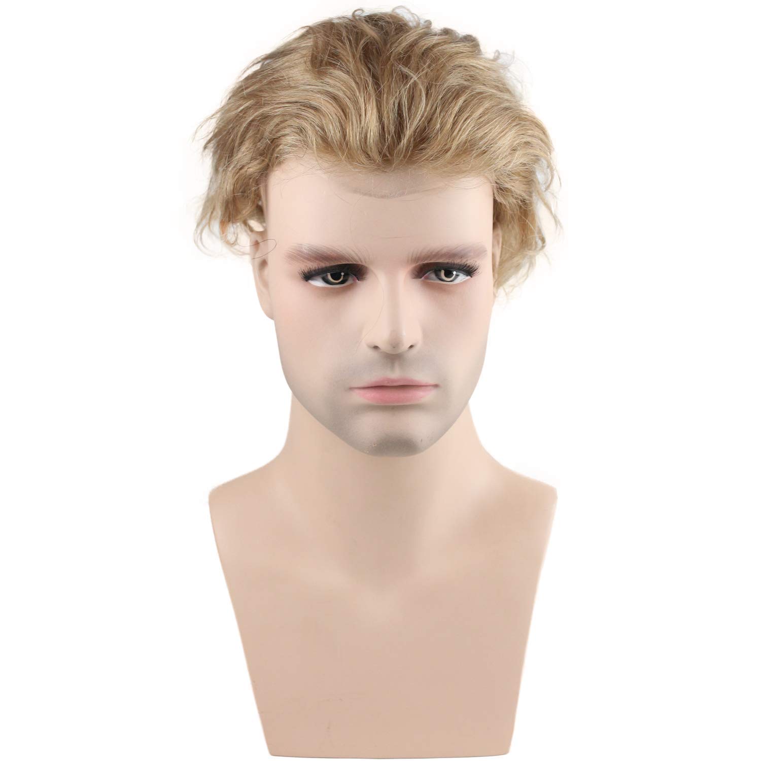 Dreambeauty 10x8 Inch Men's Toupee - 100% European Human Hair Lace Front Wig with 0.08mm Thin Skin Base & V-looped Hair (#21 Ash Blonde) | Natural Hairline Hair Replacement System for Thinning Hair & Baldness | Perfect for Daily Wear, Special Occasions & Professional Settings