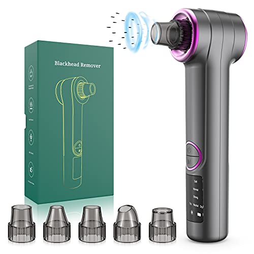Electric Blackhead Remover Pore Vacuum with Hot Compress Mode - USB Rechargeable Facial Pore Cleaner Kit with 5 Probes for Women & Men | Deep Cleansing, Blackhead Extraction & Skin Care | Perfect for Daily Skincare Routine & Spa Treatments