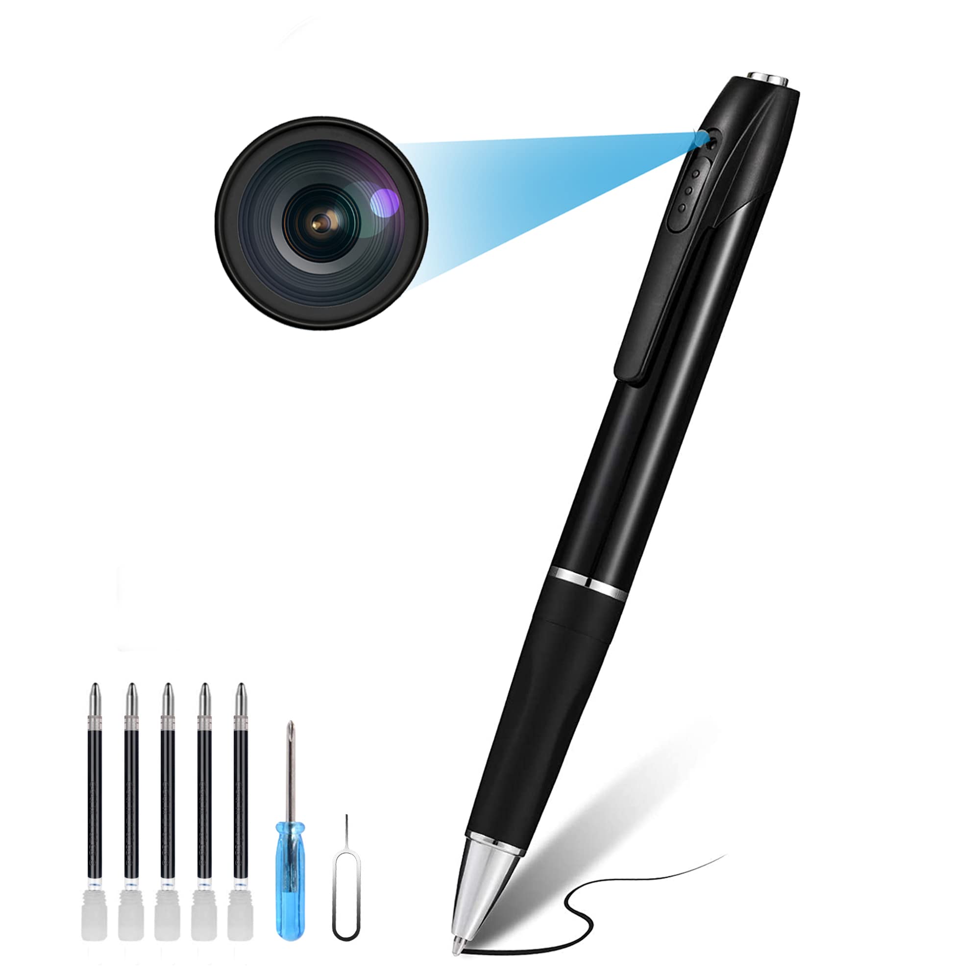 Spy Pen Camera with FHD 1080P Video Recording - 180 Min Battery Life, 32GB Storage - Hidden Nanny Cam for Home Security, Classroom Learning, Office Monitoring & Covert Surveillance (Video Only, No Audio)