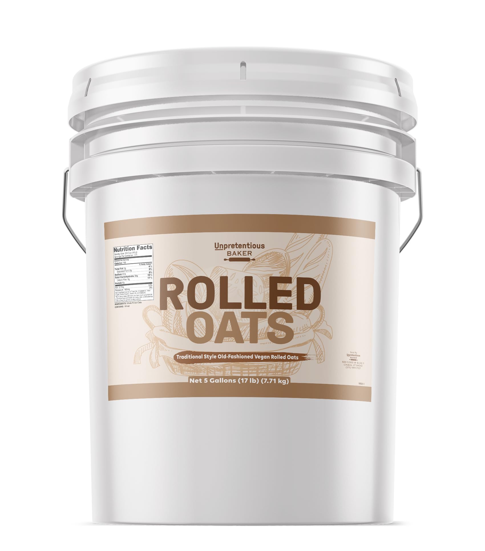 Organic Old Fashioned Rolled Oats - 5 Gallon Bulk Bag | High in Iron & Fiber | Perfect for Baking, Breakfast Cereal & Healthy Snacks