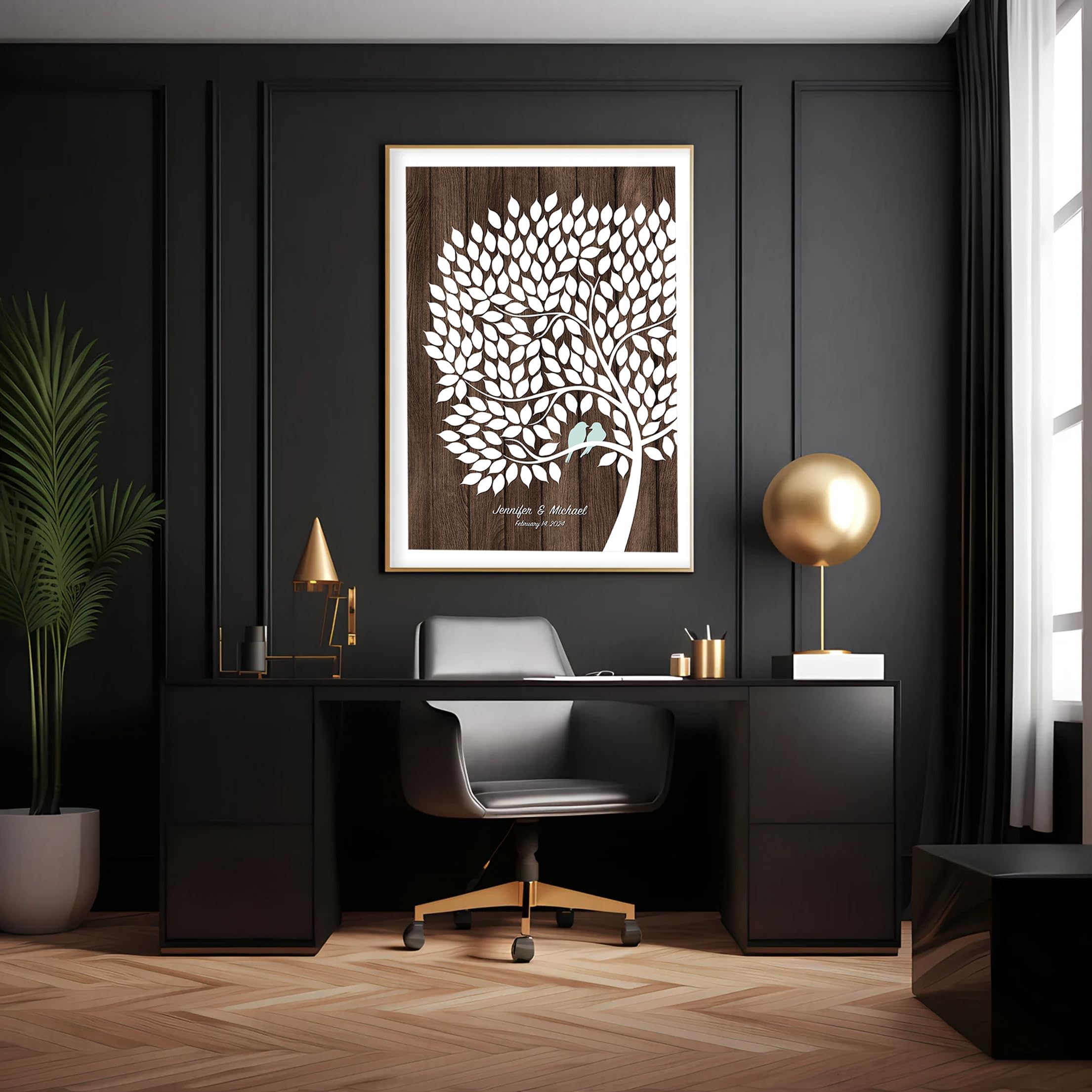 Personalized Wedding & Anniversary Guest Book Poster - Custom Tree Design with Love Birds - Unique Alternative to Traditional Guest Books - Perfect for Weddings, Anniversaries & Special Events