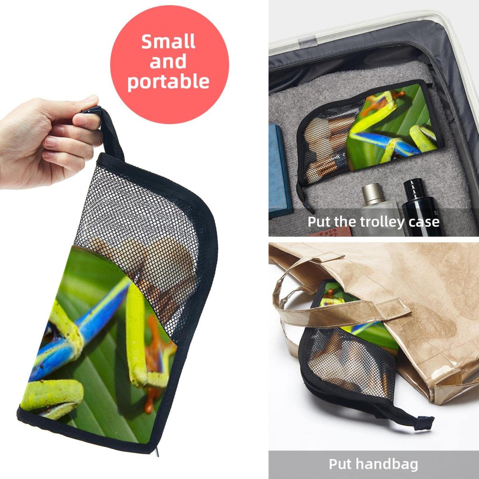 Premium 12-Piece Makeup Brush Organizer Bag Set - Leaf Green, Blue & Orange Frog Design | Portable Cosmetic Brush Holder Case for Travel & Home Storage