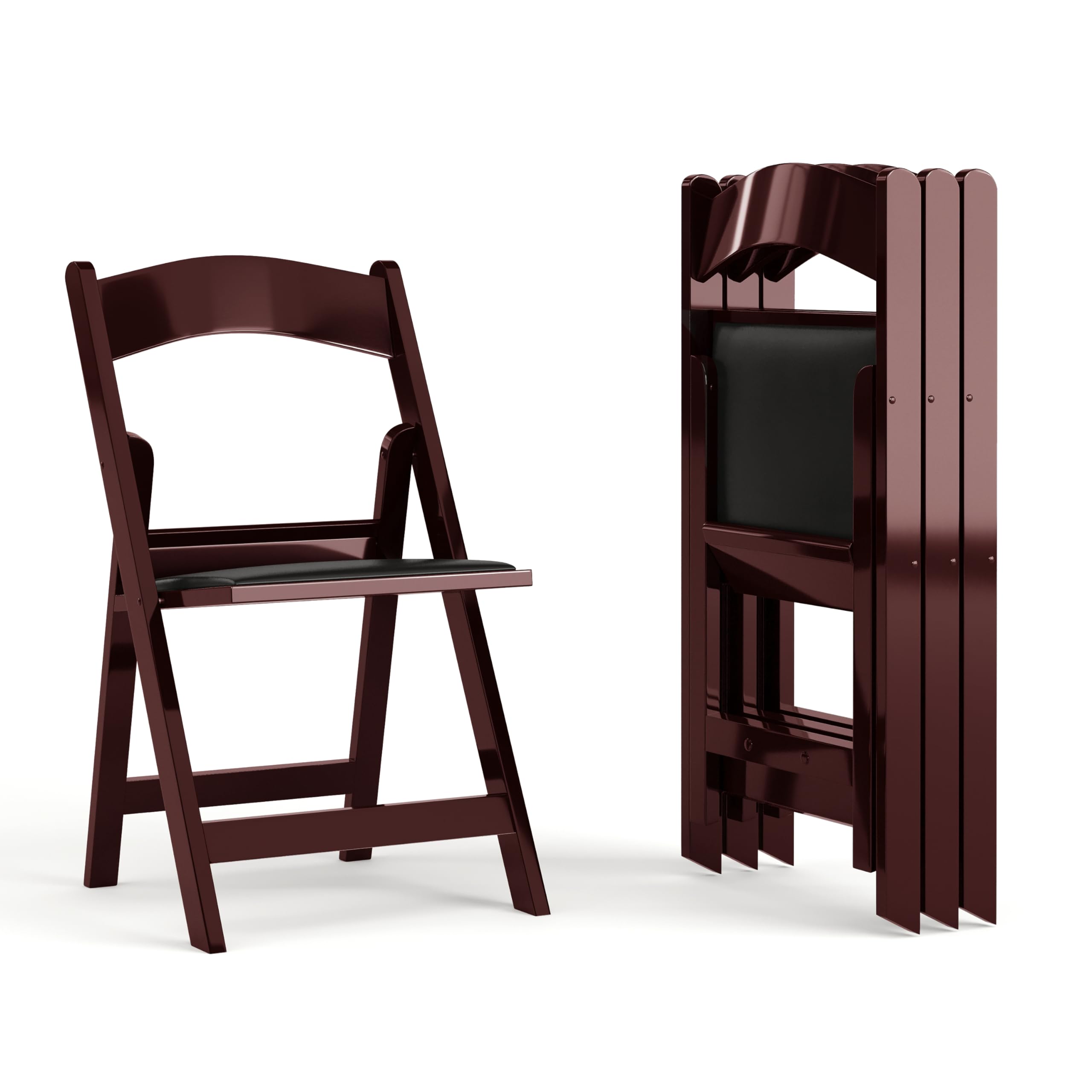 Flash Furniture Hercules Series 4-Pack Stackable Folding Chairs - 1000lb Weight Capacity, Red Mahogany - Ideal for Weddings, Banquets, Conferences & Outdoor Events